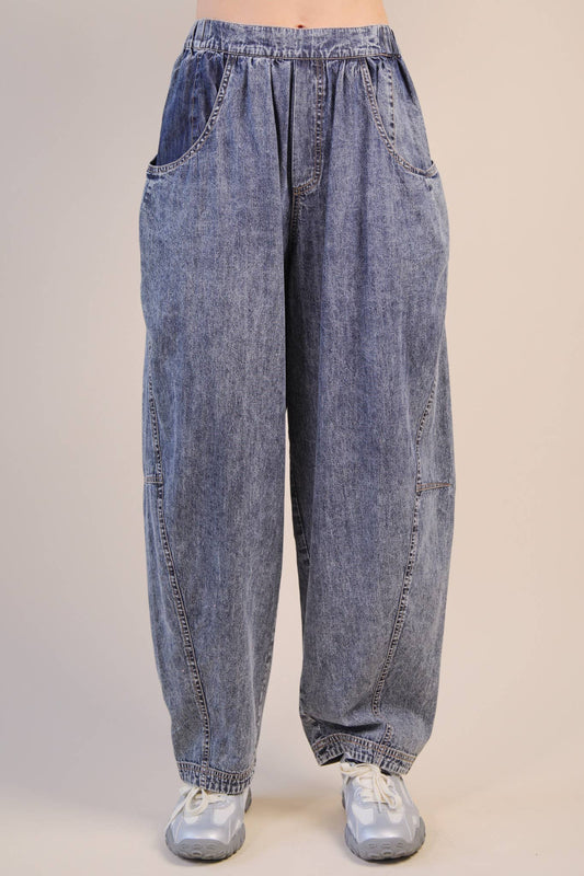 Indigo Drift Washed Barrel Jeans