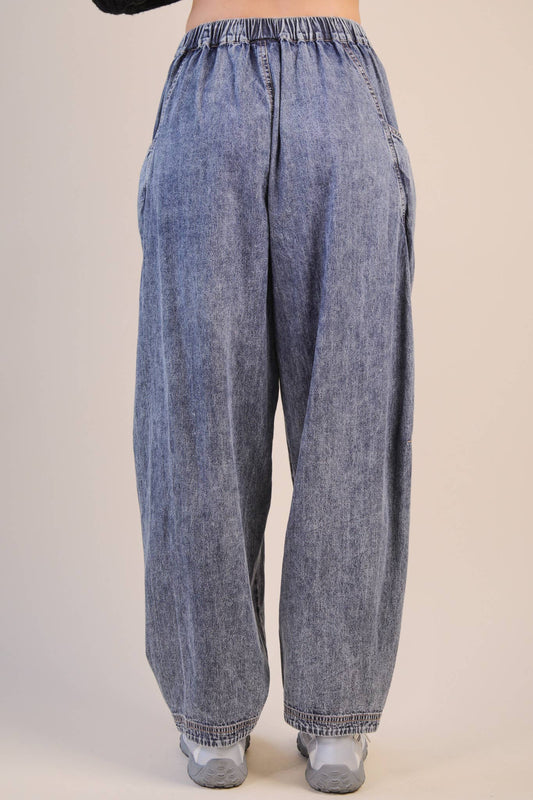 Indigo Drift Washed Barrel Jeans